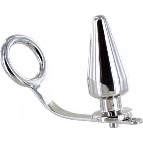 BDSM Anal Plug METAL HARD med stålringsystem