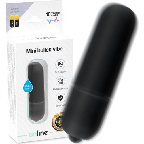 Mini vibratoren ONLINE MINI BULLET VIBE BLACK med 10 moduser