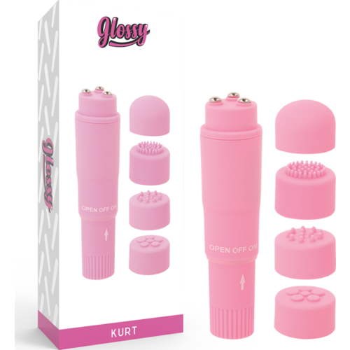 Mini vibrators GLOSSY KURT POCKET MASSAGER med 4 hoder