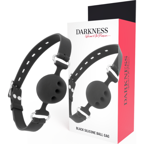 Gag DARKNESS BONDAGE - Svart pustende silikon