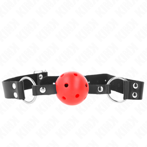 Pustende ballgag KINK 4 cm med dobbel nagle 62,5 x 2,5 cm justerbar 42-58 cm