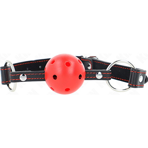 Gag KINK COLLAR & GAG Hollow Hard Red Ball 65 x 2.5 CM