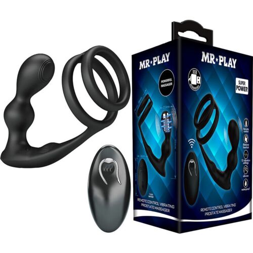 Analplugg MR PLAY med fjernkontroll og penisring