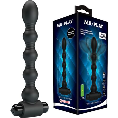 Analplugg MR PLAY med vibrasjon og perler