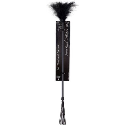 BDSM pisk SECRETPLAY DUSTER + BLACK WHIP med fjær