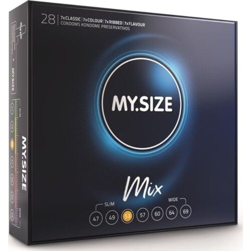 Kondom MY SIZE MIX 53 MM - 28 Enheter med Variasjoner