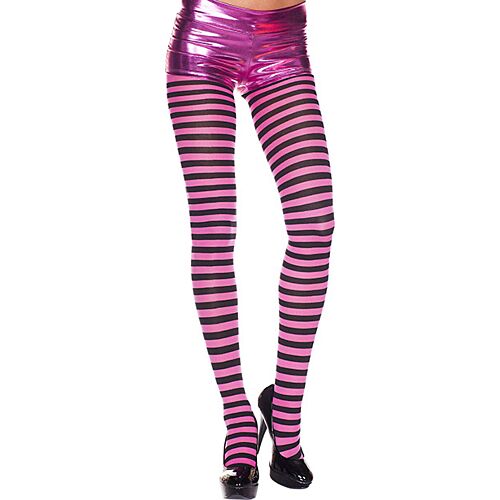 Strømpebukser Music Legs Fuchsia med svarte striper