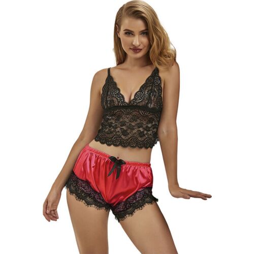 Sexy lingerie sett SUBBLIME CASUAL SILK NIGHTGOWN + LACE PANTS