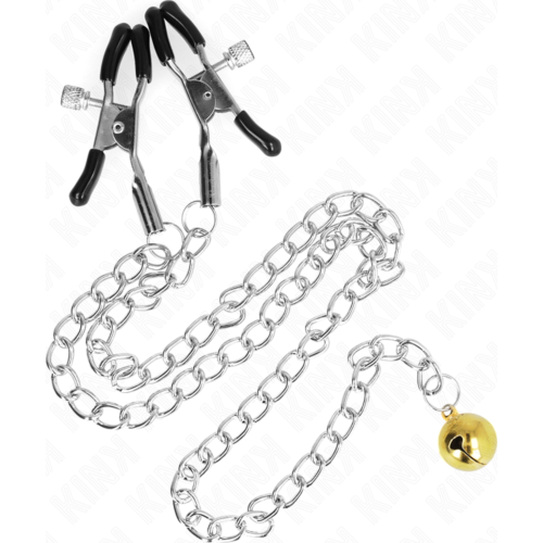 Pezonklips KINK Chain Nipple Clamps med bjelle
