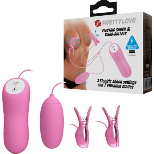 Pezonklips med vibrasjon PRETTY LOVE - Justerbare elektroklips