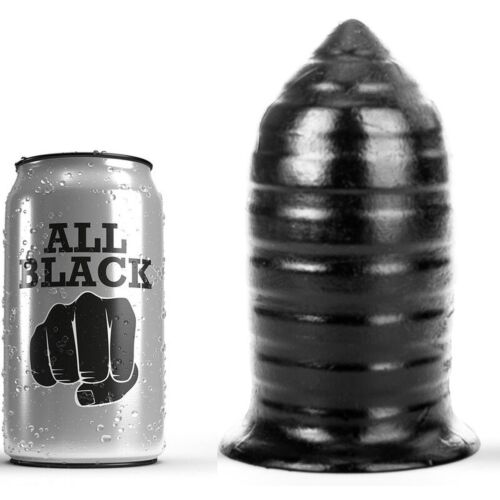 Anal Plug ALL BLACK 16 CM med ribbet struktur