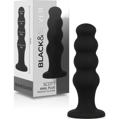Anal Plug BLACK&SILVER SCOTT med myk silikon
