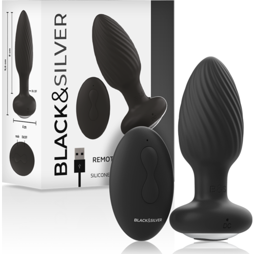 BDSM Anal Plug BLACK&SILVER Welss med fjernkontroll