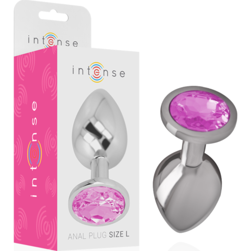Anal Plug INTENSE Aluminium med Rosa Krystall L