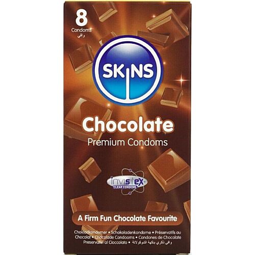 Preservativ SKINS sjokolade 8-pakning med ekstra glede