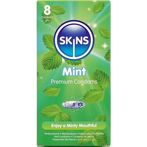 Kondom SKINS MINT PREMIUM 8-pakning med myntsmak