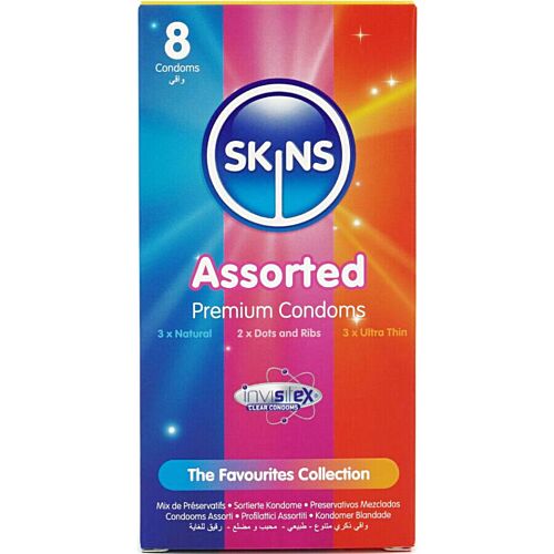 Kondom SKINS Assorted Premium 8-pakning med variasjon