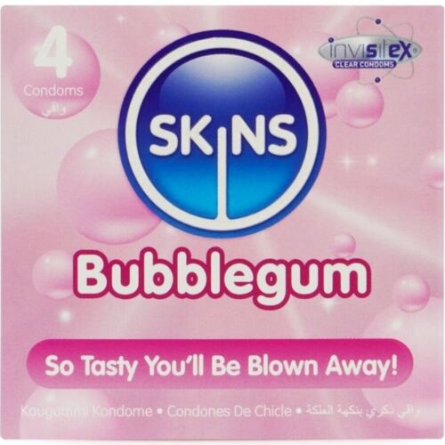 Kondom SKINS Bubblegum Premium 4-pakning med fruktig smak