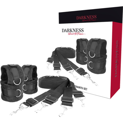Håndjern DARKNESS BONDAGE BED TIES SET med justerbare mansjetter