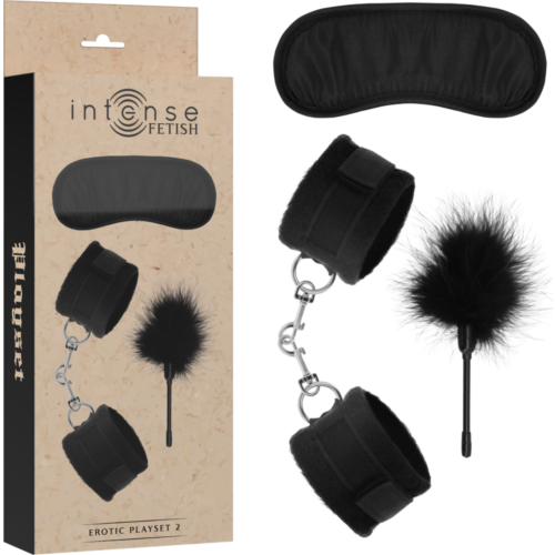 Bondage Sett INTENSE FETISH med Håndjern, Blindfold og Fjærleketøy