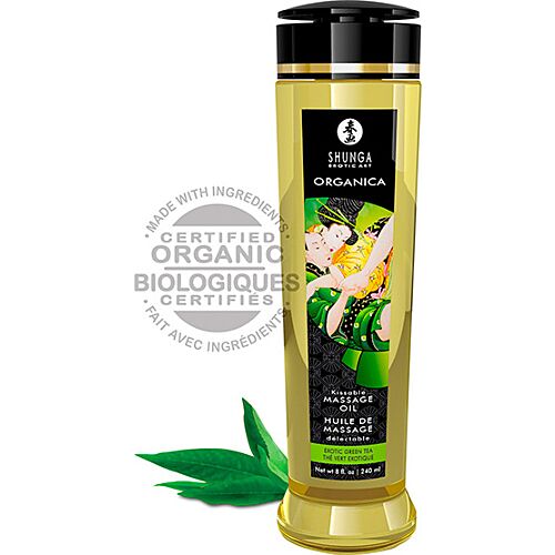 Massasjeolje SHUNGA Green Tea 240 ml med naturlige smaker