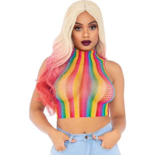 Lingeri Leg Avenue Multicolor Net Top med høy hals