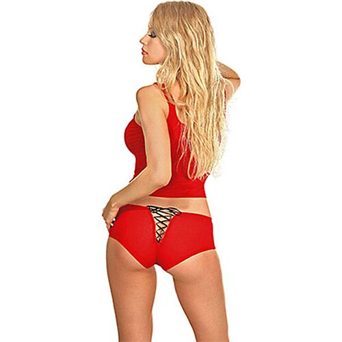 Lingerie Exposed O - L Lace Up Tank L/XL