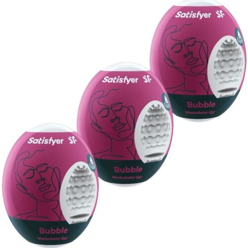 Masturbator Satisfyer Eggs Bubble - 3 pakning med teksturer