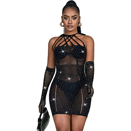 Kjole SUBBLIME 952235 med netting og rhinestones