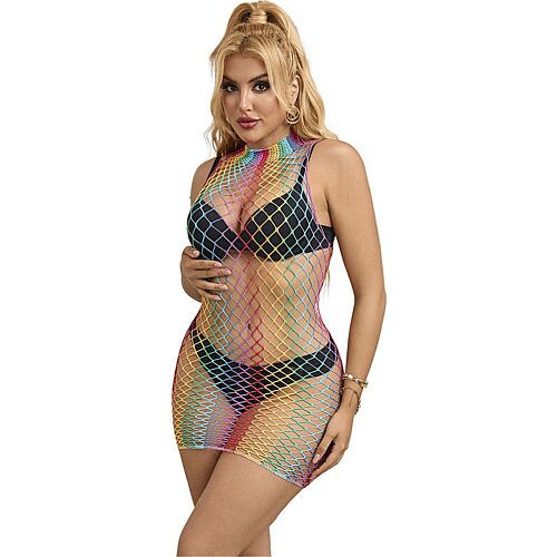 Sexy kjole SUBBLIME RAINBOW HIGH NECK