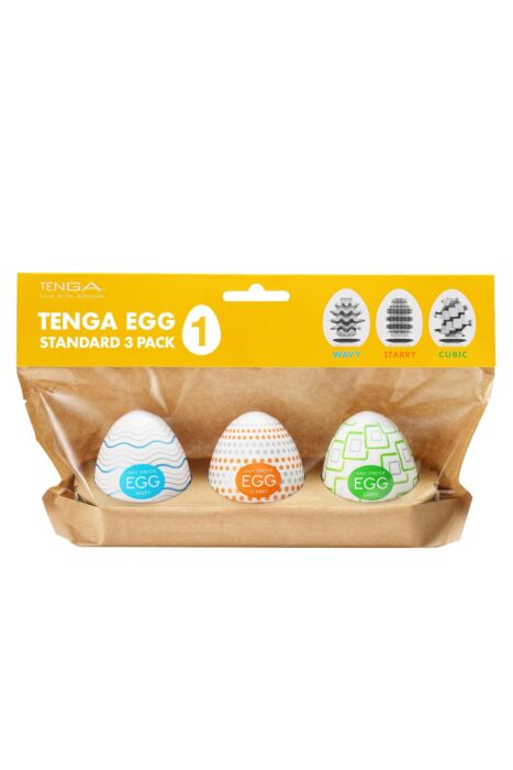 Masturbator Tenga EGG STANDARD 3 PACK I med varierte teksturer Masturbator Tenga EGG STANDARD 3 PACK I med varierte teksturer