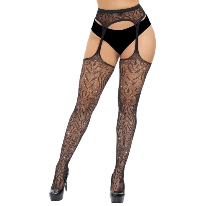 Strømpebukser Lace Plus Size med Rhinestones Strømpebukser Lace Plus Size med Rhinestones