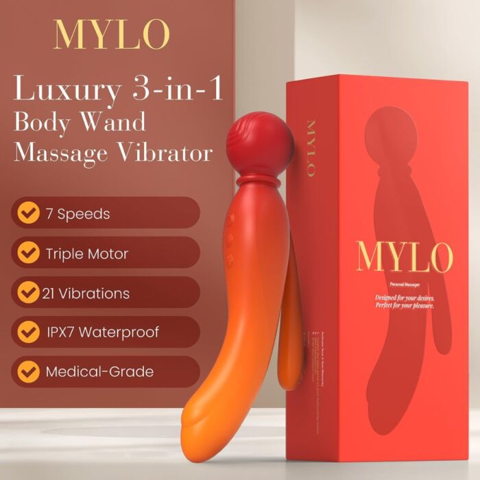 Wand Vibrator MYLO 3-i-1 med tre motorer Wand Vibrator MYLO 3-i-1 med tre motorer