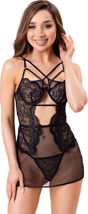 Camisa y Tanga Negro Livco Corsetti Cielo - Elegancia