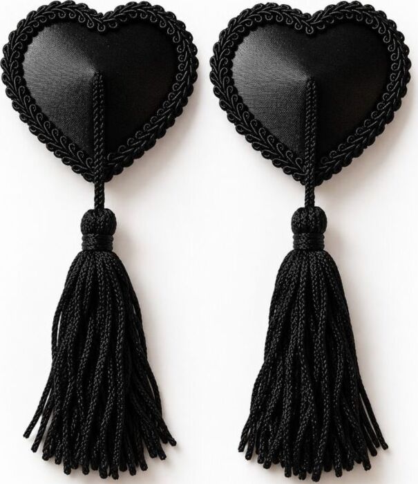 CHILIROSE ACCESORIES CR 4897 hjerteformede brystvorteskjulere med svarte dusker