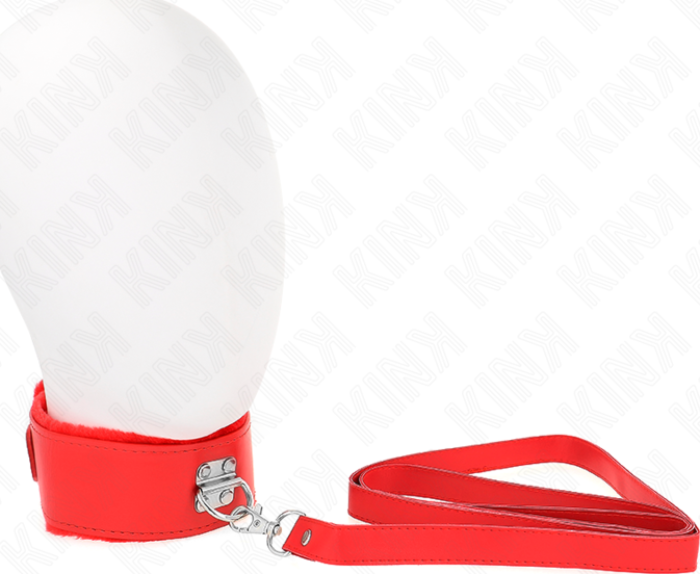 Collar con Correa KINK Rojo 116 cm - Elegancia BDSM