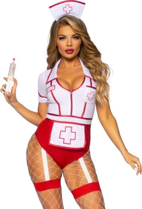 Sexy sykepleierkostyme LEG AVENUE COSTUMES Rød/hvit S
