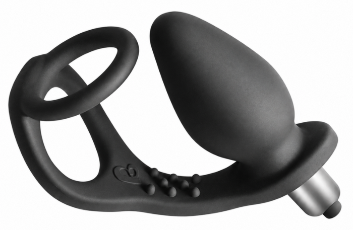 ROCKS-OFF RO-ZEN prostatavibrator med dobbel ring, onyxsvart