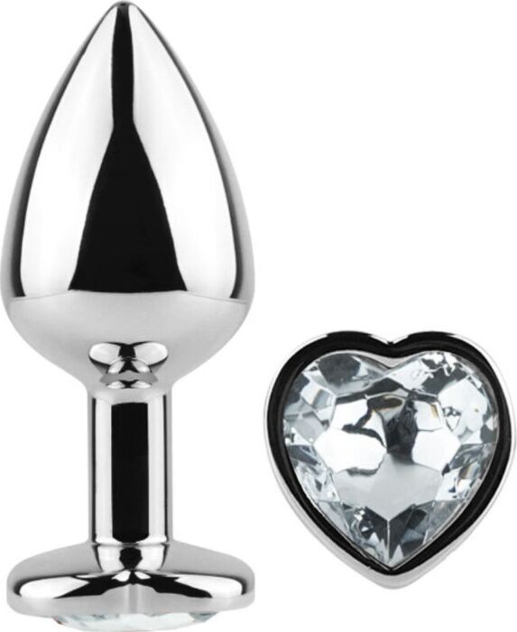 Secretplay - metal butt plug corazãn transparente talla s 7 cm